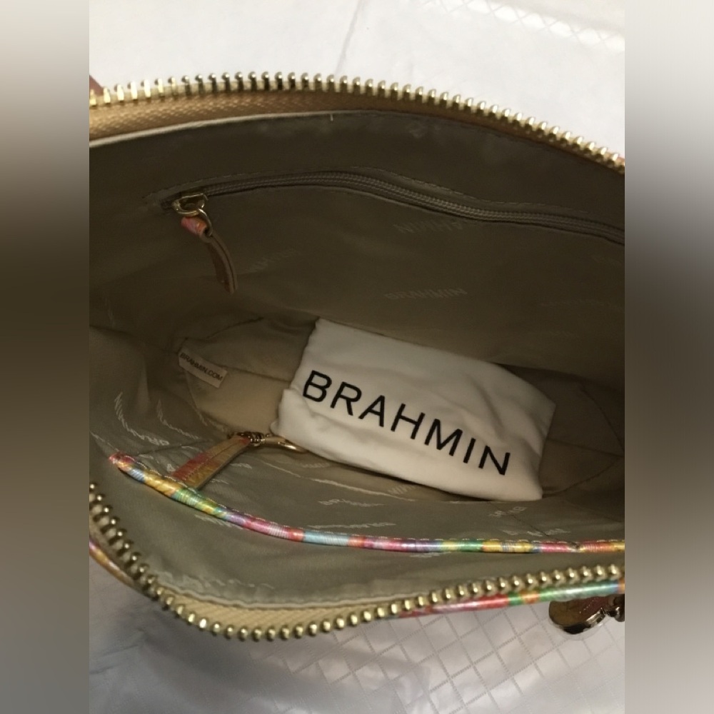 Brahmin Vibrant Shoulder Bag in Yellow, Pink, and Blue - Picture 11 of 16